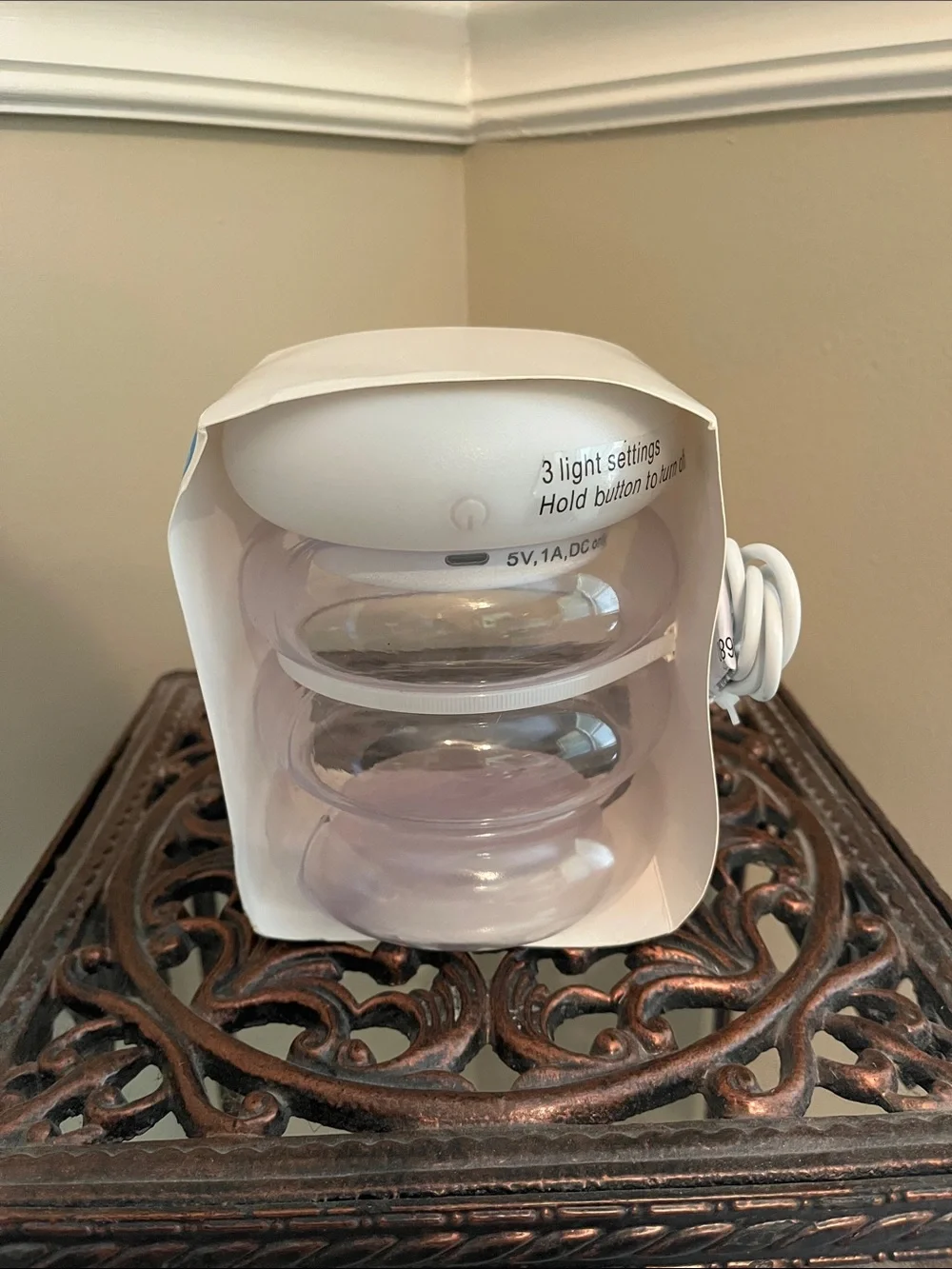 CLEAR Room Essentials LED Jewelry Storage Lamp 3 Settings - Rechargeable NWT